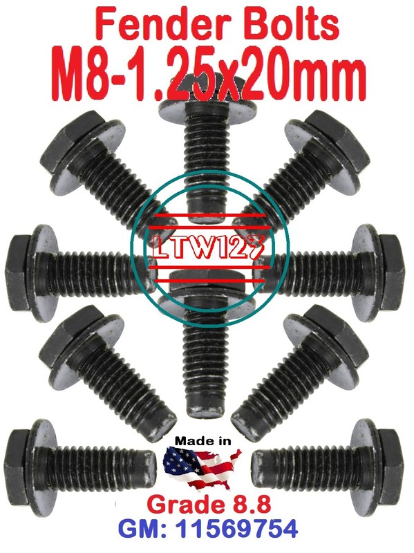 (4) M8-1.25x20mm Fender Bolt with Spin Washer gallery