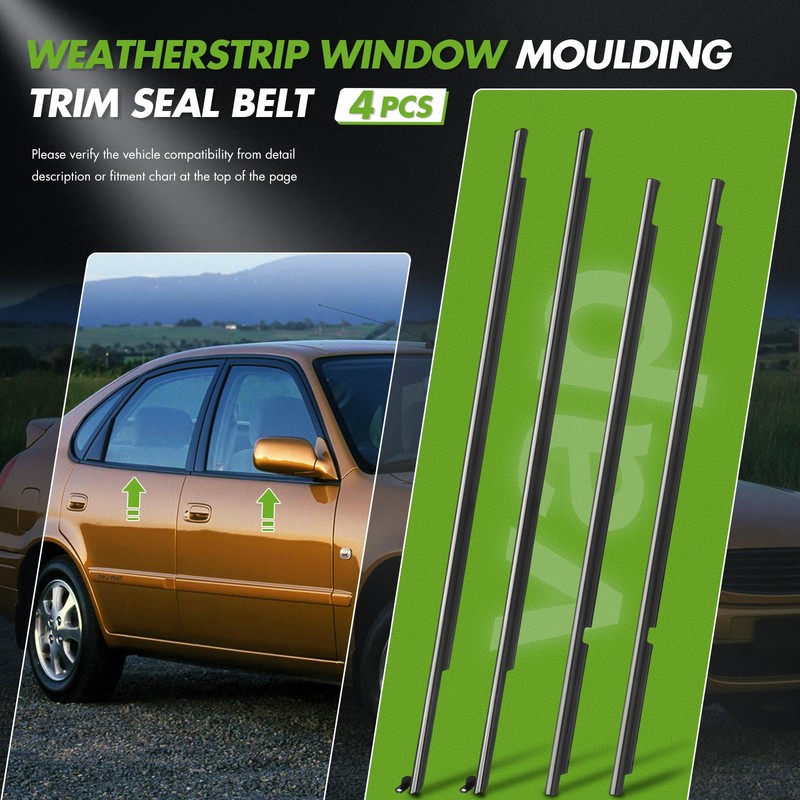 4x Door Window Moulding Weatherstrip Seal Belt For 95-02 Toyota For Corolla