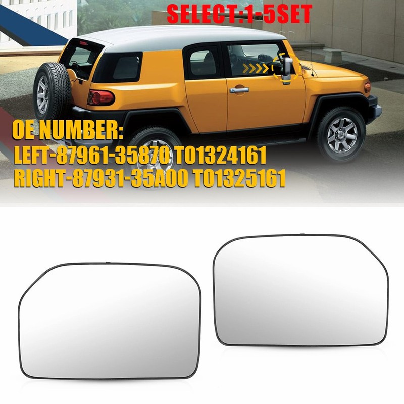 Driver Mirror Glass For Toyota FJ Cruiser 2007-2014 Non-Heated 87931-35A00 2-10X