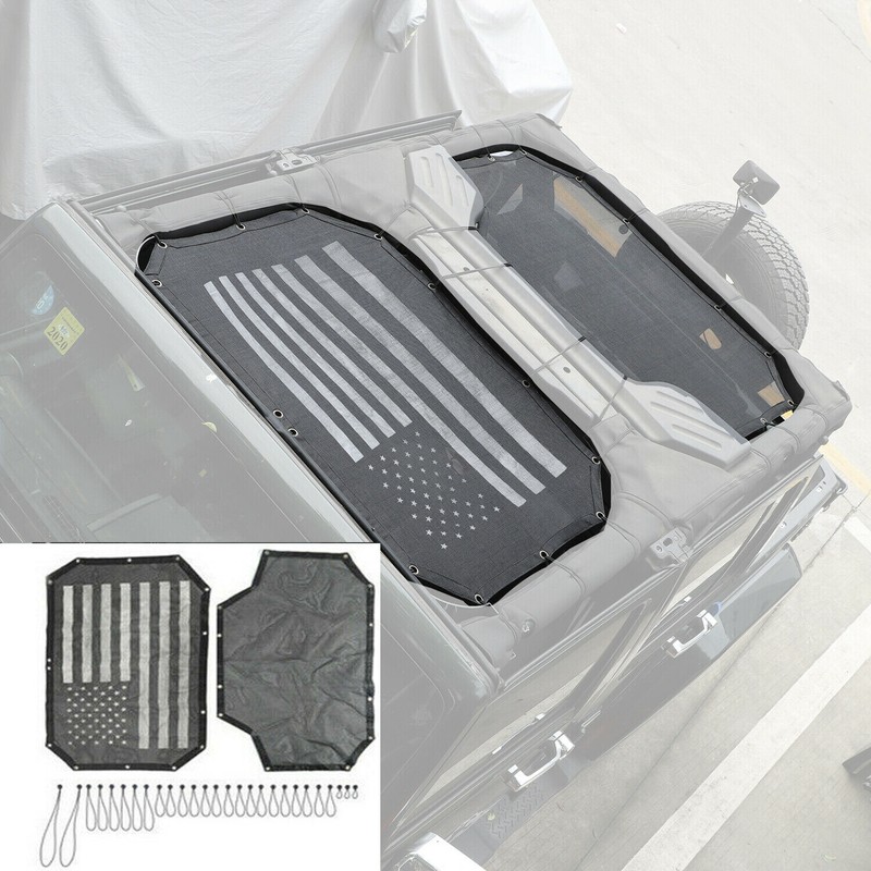 Car Mesh UV Sun Shade Top Insulation Net Cover Black For Jeep Wrangler JK 07-17