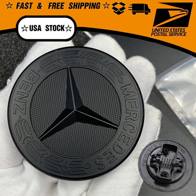 Matte Black 57mm Flat Hood Ornament Replacement Badge for W205 C Class
