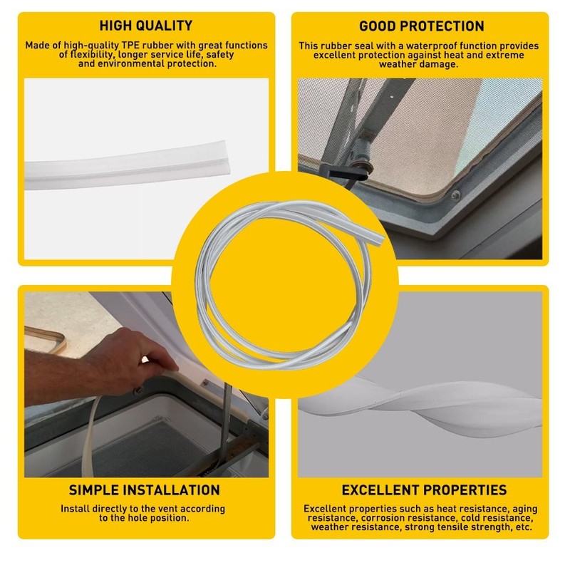 RV Roof Vent Seal White Vinyl 51" Camper Vent Fan Gasket Replacement (2 Pack) gallery