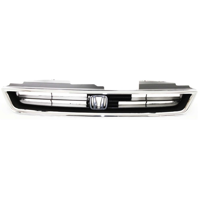 Grille For 96-97 Honda Accord Chrome Shell w/ Textured Black Insert Plastic