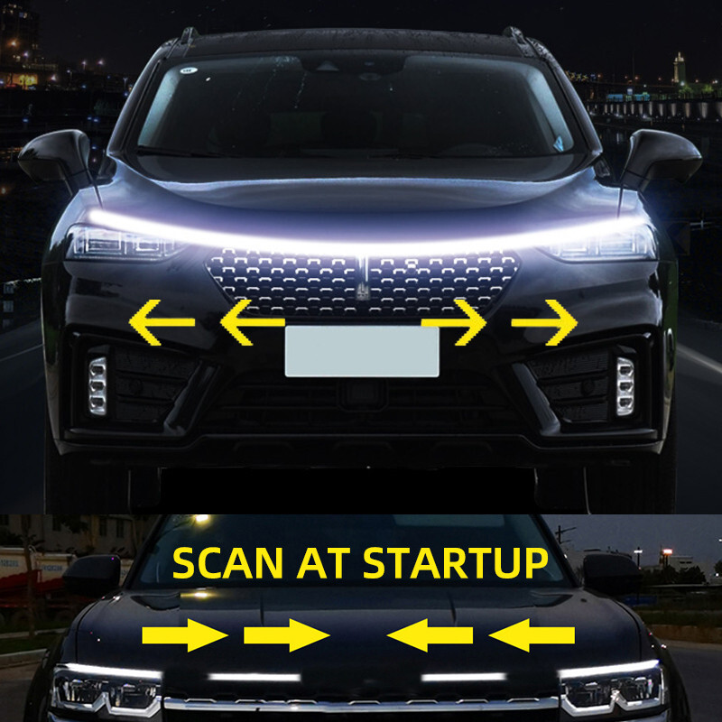120cm White Flexible Car Hood Day Running LED Light Strip Universal Accessories