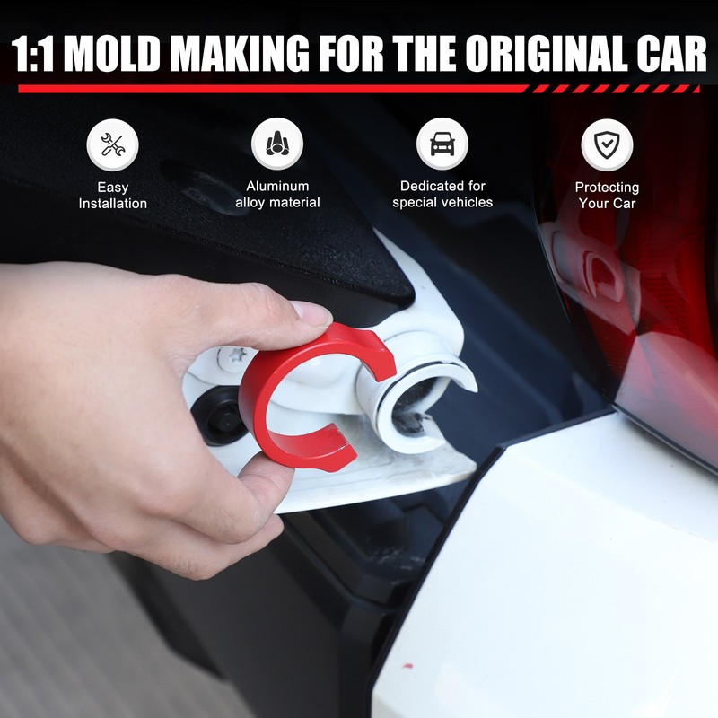 Red Aluminum Tailgate Anti-theft Ring Trim For Toyota Tundra 2022+ US gallery