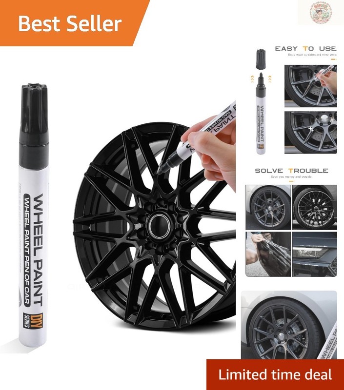 Quick Drying Rim Touch Up Paint Pen – Glossy Finish for Car Wheels, Bright Black