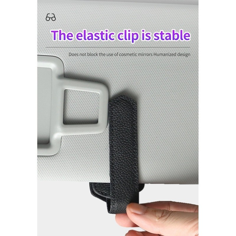 Leather Car Visor Sunglass Holder Clip with Magnetic Closure and Sponge Lining gallery
