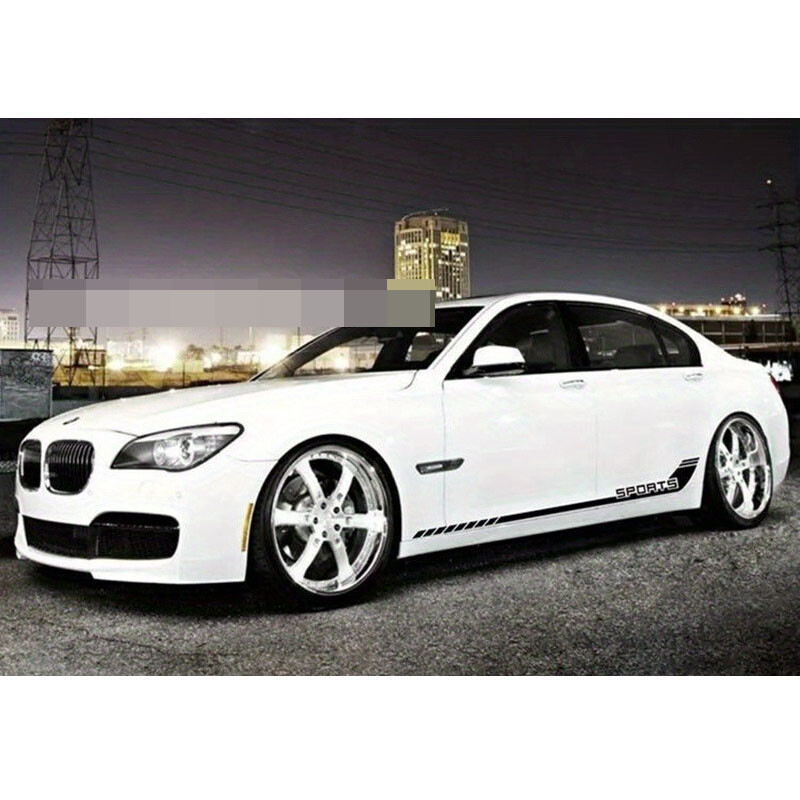 2pcs 68" Black SPORTS Hockey Racing Stripe Body Side Skirt Door Sticker Decals gallery