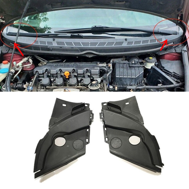 Front Windshield Wiper Arm Cowl Vent Trim Covers Panel For Honda Civic 2006-2011