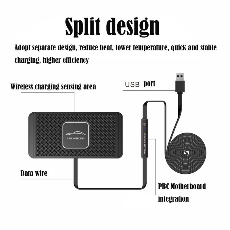 Wireless Phone Fast Charger Dashboard Mat Holder Stand Charging Car Accessories gallery