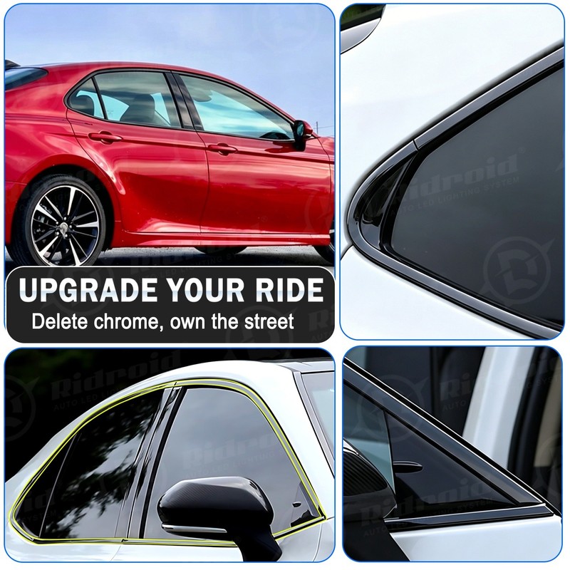 Chrome Delete Blackout Overlay for 2018-24 Toyota Camry Window Trim Glossy Black gallery