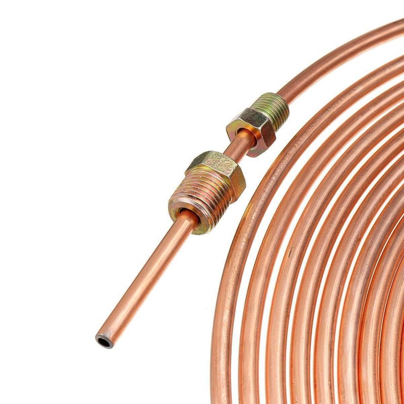 Universal Car 3/16 OD 25ft Roll Copper Nickel Brake Fuel Line Tubing+Fittings