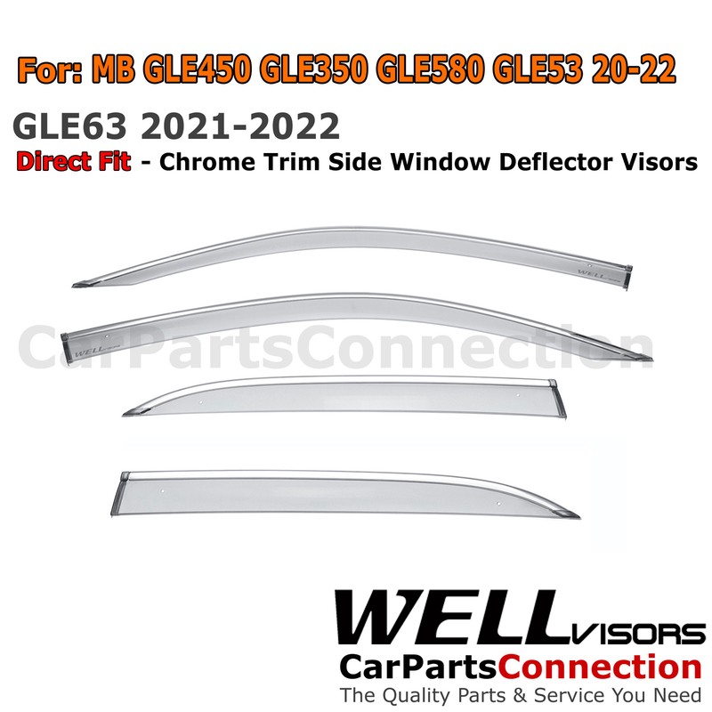 WellVisors Side Chrome Window Visors For 20-24 Mercedes-Benz GLE350 GLE450 V167