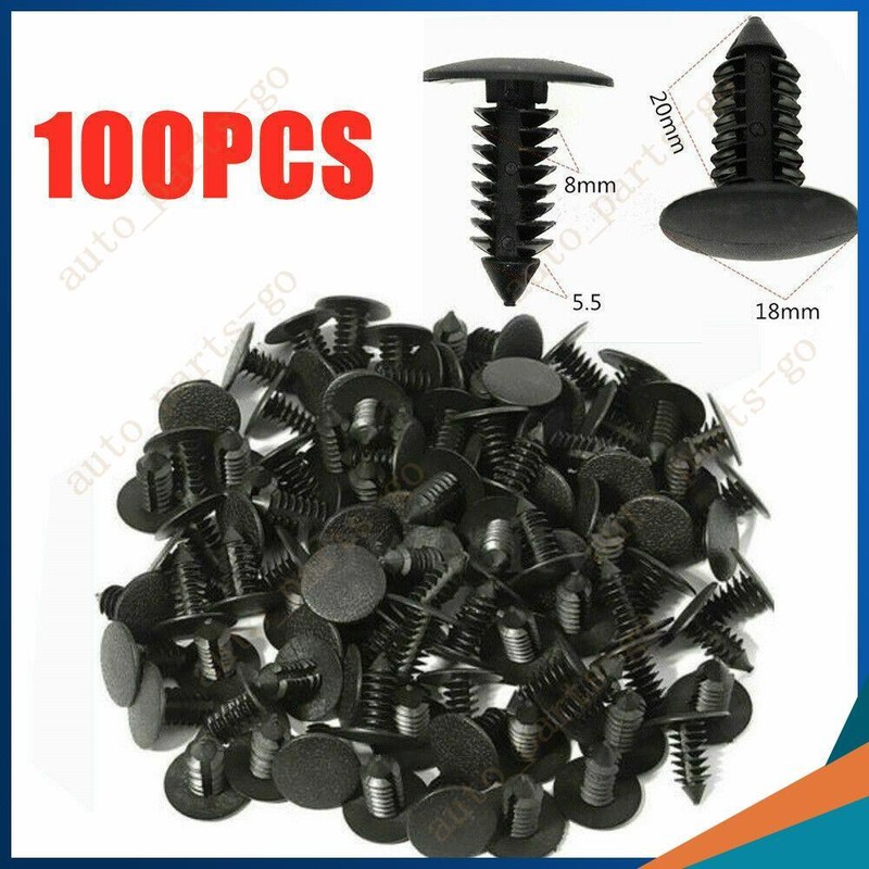 ✅100pcs 8mm Car Auto Bumper Clips Hole Plastic Rivet Fastener Fender Push In Pin