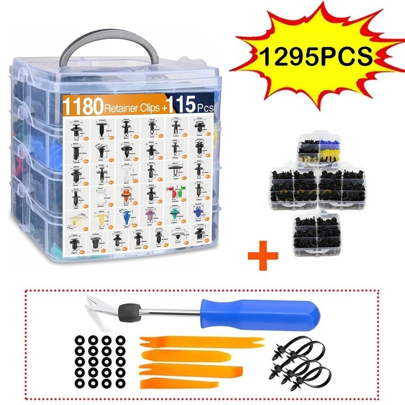 1295PCS Car Retainer Auto Fasteners Body Plastic Trim Clips Pin Rivet Bumper Kit