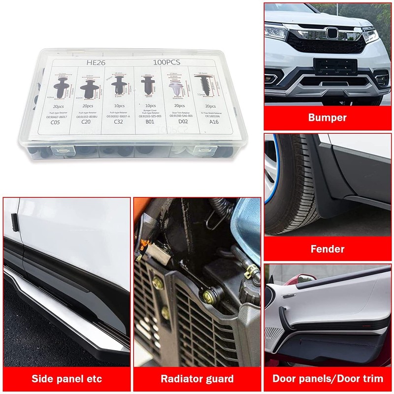 For Nissan Fastener Box Set Bumper Fender Liner Push Type Retainer Clips 6 sizes gallery