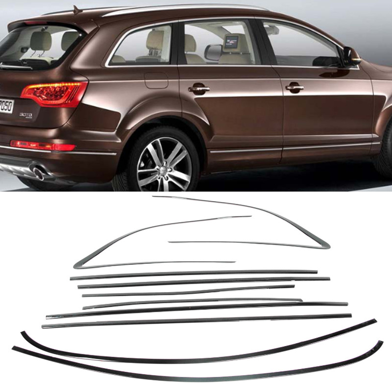 Black Steel Side Window Moulding Strip Trims Fits For Audi Q7 2006-2015 2014