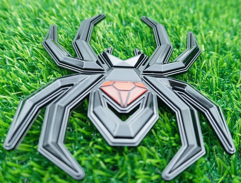 1Pc Custom Spider Logo Emblems 3D Car Badges Black Widow Edition Black Red gallery