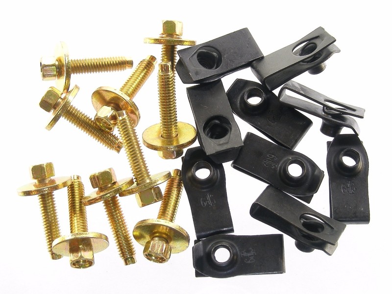 For Jeep Body Bolts & U-nut Clips- M6-1.0 x 28mm Long- 8mm Hex- 20pcs 10ea- #139