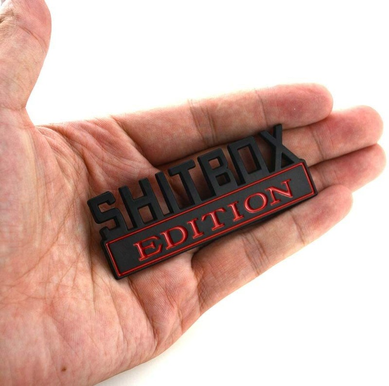 1x SHITBOX EDITION emblems 3D Fender Badge Decal Car Truck Black Red