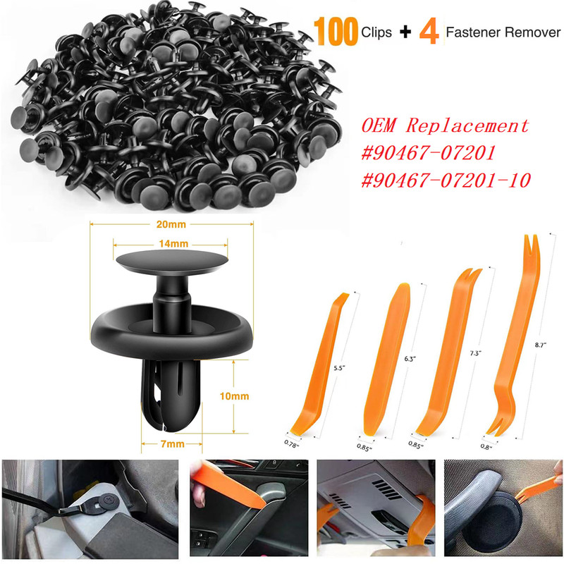 100pcs Type Retainer for Lexus Toyota Body Splash Shield Clips fit 90467-07201