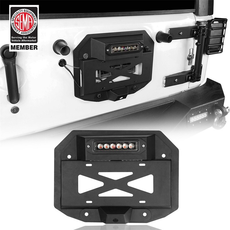 Spare Tire Delete License Plate w/Third Brake Light Fits Jeep Wrangler JK 07-18
