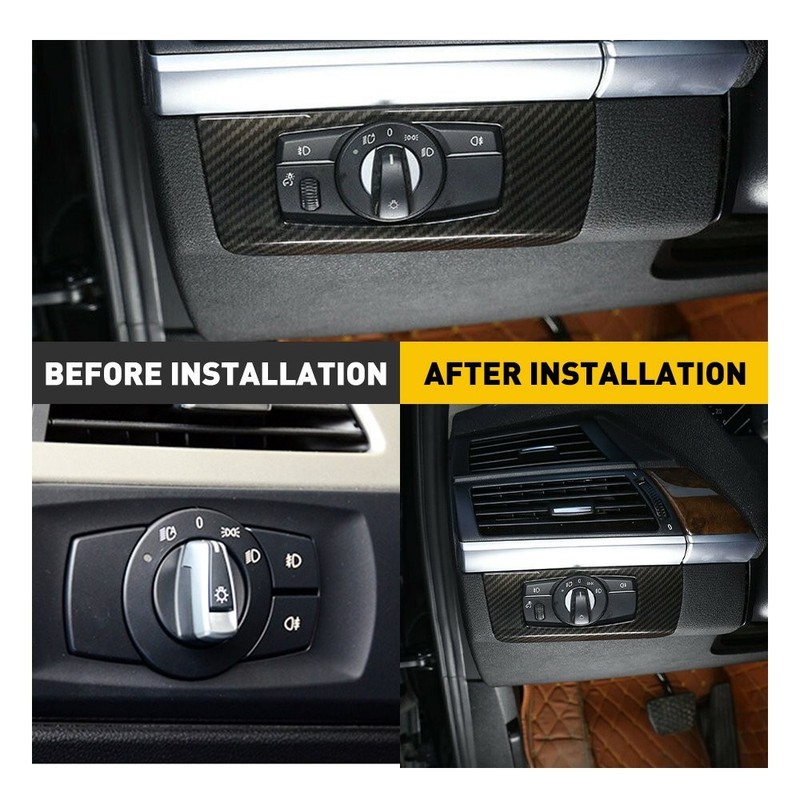 Headlight Switch Frame Trim Carbon Fiber For BMW 3 Series E90 E92 E93 2005-12 gallery
