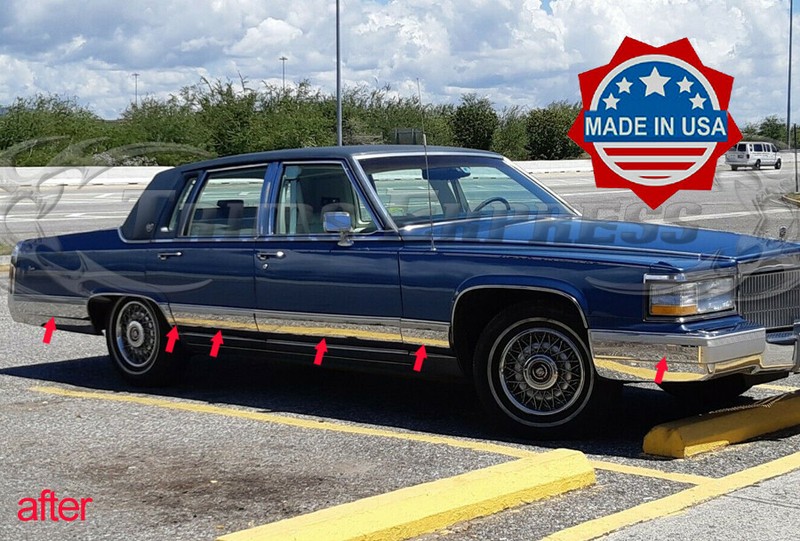 1987-1992 Cadillac Fleetwood Brougham Chrome Rocker Panel Trim FL 6" Cover 12Pc gallery