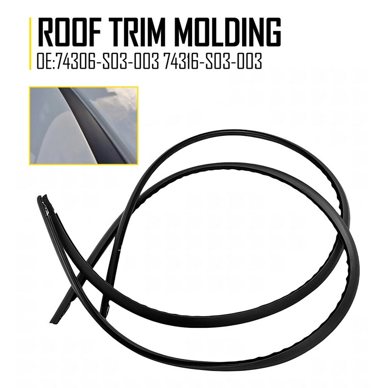 Set Of 2 For 1996-2000 Honda Civic Black Roof Top Trim Molding Kit Left & Right