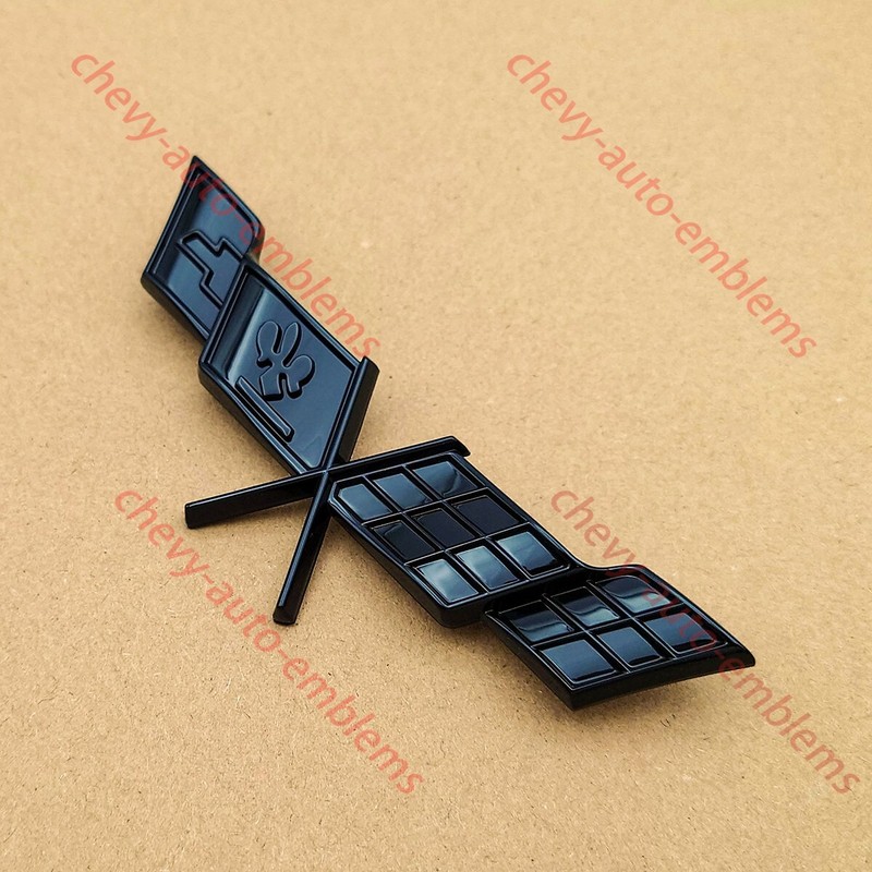2Pcs Gloss Black Fits 1977-1979 C3 Fender Emblem Crossed Cross flags 3D Badg gallery