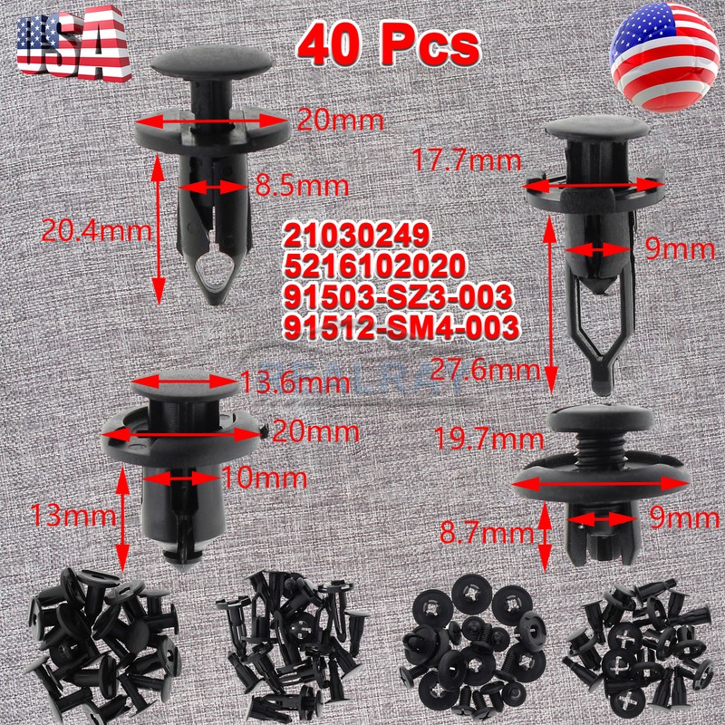 auto push pins and fastener sets car body plastic rivets fastening kit （40Pack）
