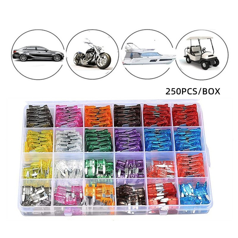 250x Zinc Alloy Metal Car RV Boat Fuses Assortment Blade-Type Replacement Fuses
