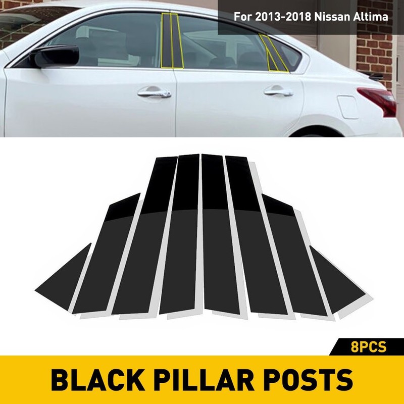 8PCS Black Pillar Posts Window Door Trim Cover For 2013-2018 Nissan Altima NEW gallery