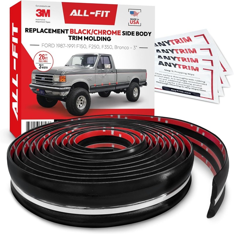 All-Fit 3″ 1987-1991 Ford F150, F250, F350 & Bronco OEM Brick Nose Molding Trim