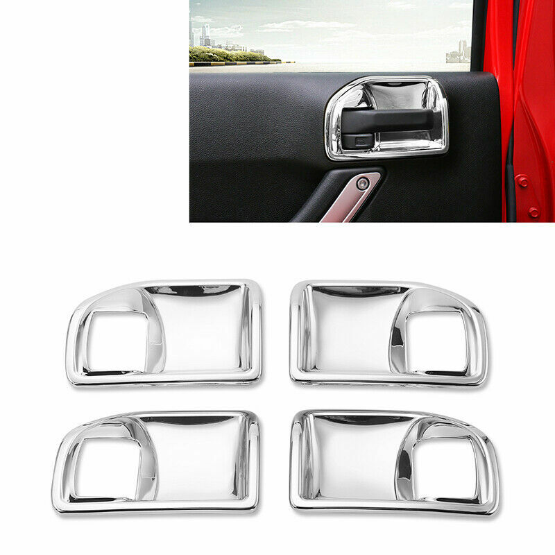4pcs Door Handle Bowl Cover Trim Chrome for Jeep Wrangler JK 2011-17 Accessories gallery
