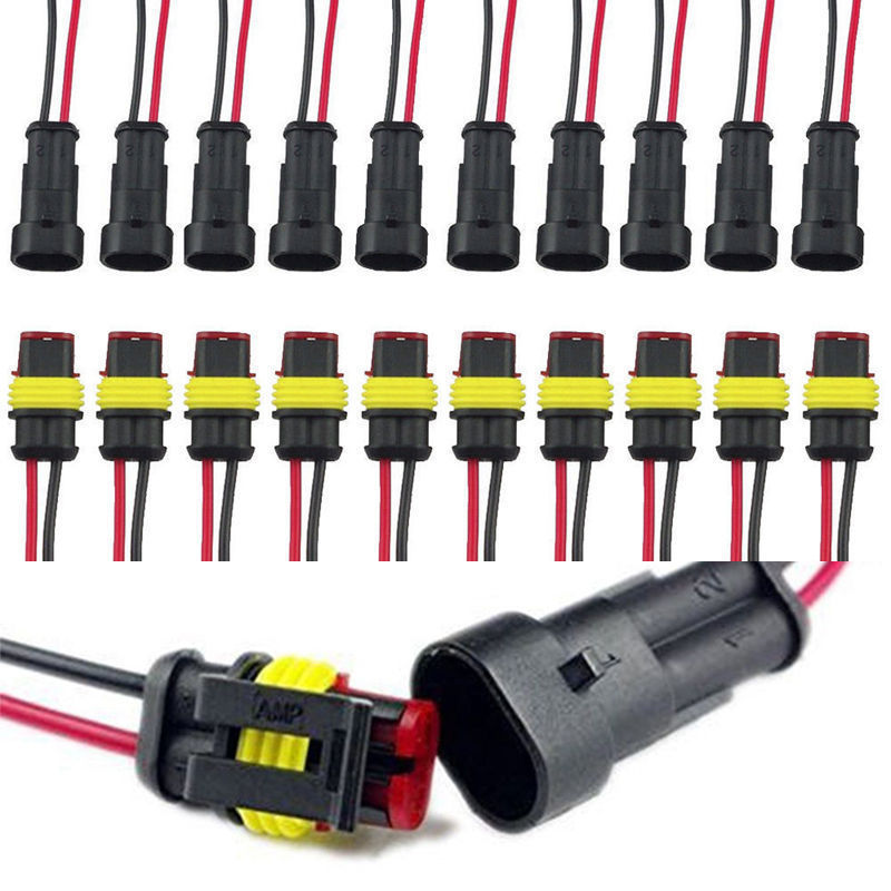 20pcs 2 Pin Way Plug Car Electrical Connector Wire Cable Automotive Waterproof