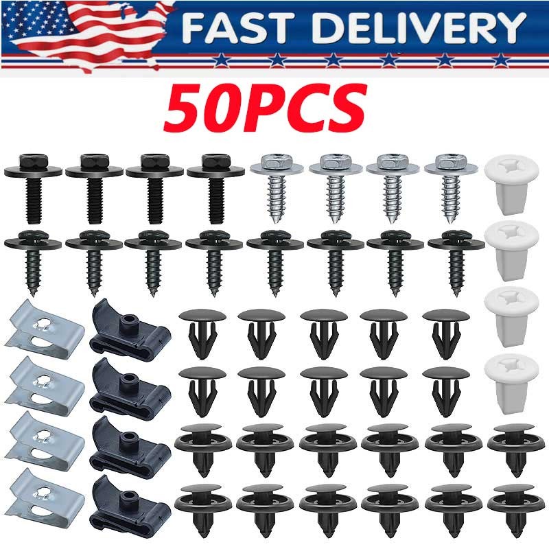 50x Car Engine Splash Shield Fender Bumper Screw Clips Rivet Fastener For Toyota