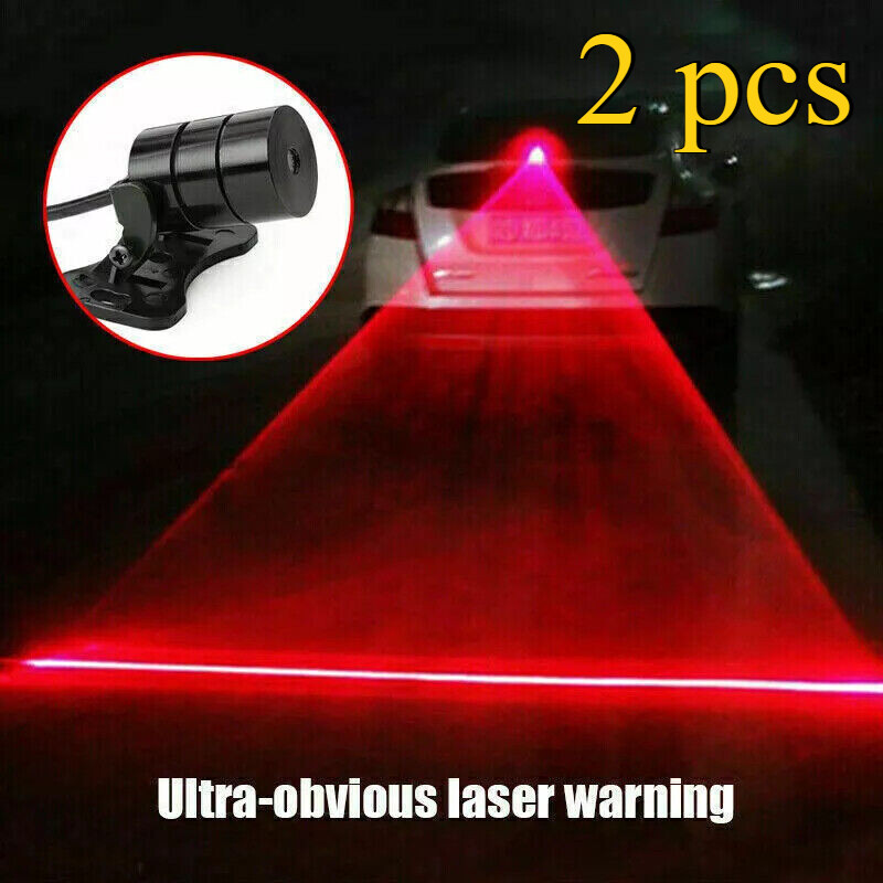 2X Car Accessories Red LED Laser Fog Light Anti Collision Taillight Brake Lamp