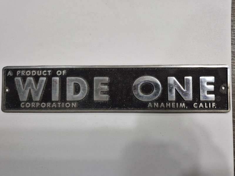 VTG Wide One Anaheim California Metal Dealer Badge Emblem Tag Nameplate Ship
