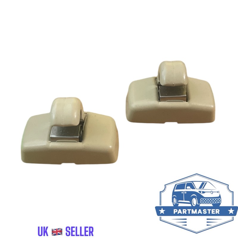 2X FRONT SUN VISOR HOOK CLIPS BEIGE FOR SEAT / SKODA / VOLKSWAGEN 3B0857561B