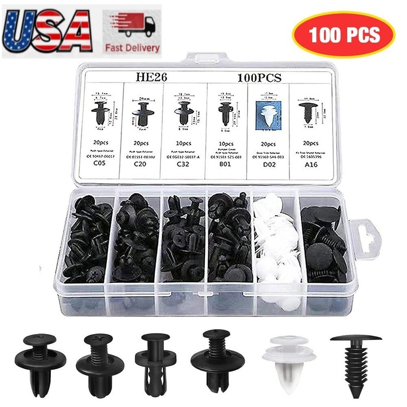 For Honda Car Box Set 100X Bumper Fender Liner Push Type Retainer Clips Fastener