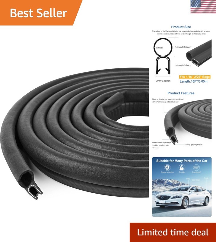 20Ft Automotive Door Weather Stripping – Top Bulb Rubber Seal for All Vehicles
