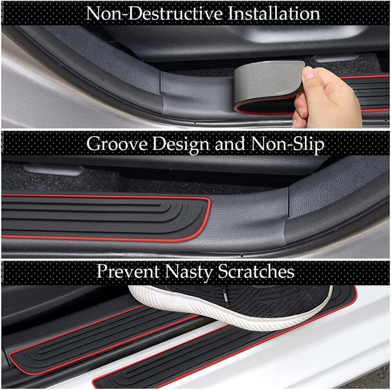 4x Universal PVC Soft Rubber Car SUV Door Scuff Sill Covers Panel Step Protector gallery