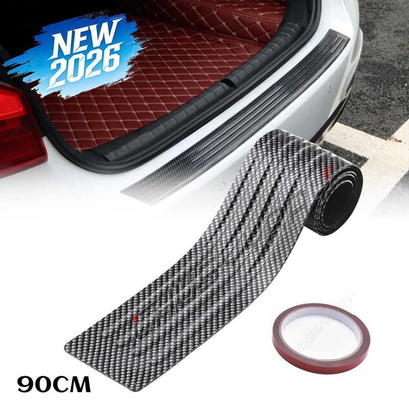 Black Carbon Fiber Look Auto Rear Trunk Tail Lip Protect Anti Scratch Sticker