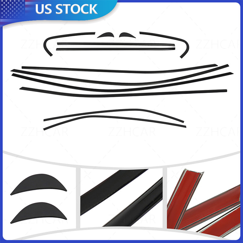 10x New Stainless Steel Black Window Molding Decor Strip Trim For Toyota Camry