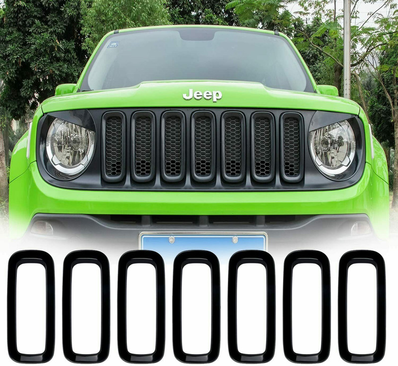 Front Grille Inserts Cover Trim For Jeep Renegade 2015-18 Accessories 7PCS Black
