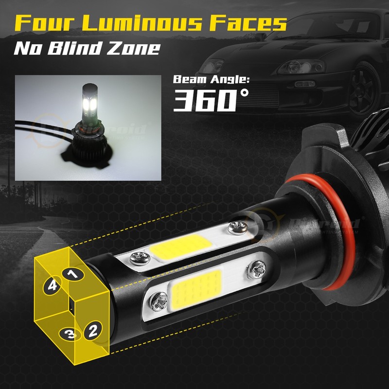 RIDROID LED Headlight Bulbs Conversion Kit 9005 9006 High Low Beam Bright White gallery