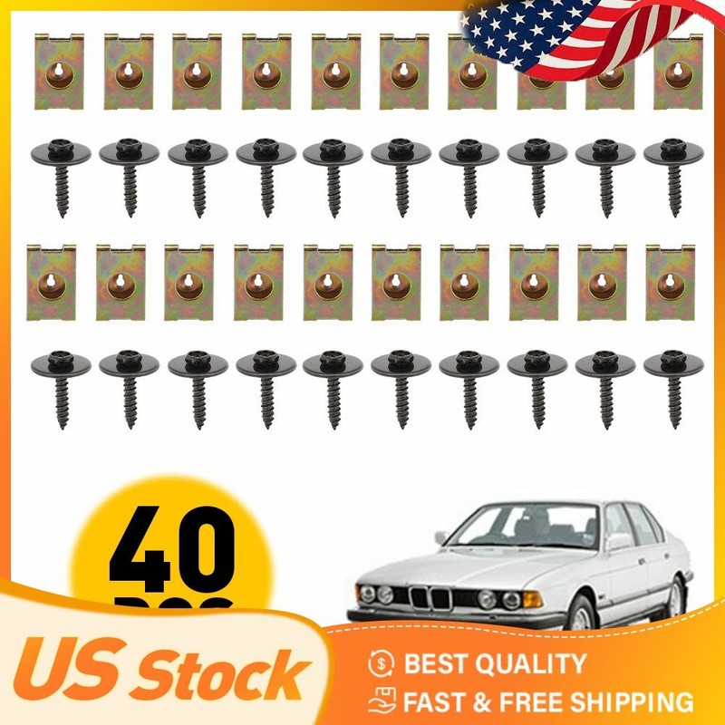 Engine 40x Cover Under Splash Shield Bumper Guard Body U-nut Bolts Clip Fastener