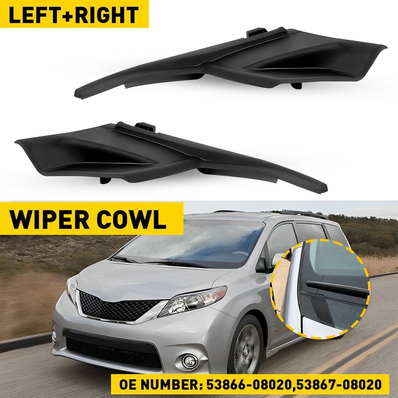 Pair Left & Right Black Fender To Cowl Hood End Seal For 2011-2020 Toyota Sienna