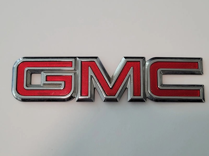 GMC Rear Trunk Tailgate Emblem Badge Name Red/Black w Chrome Trim 15029627